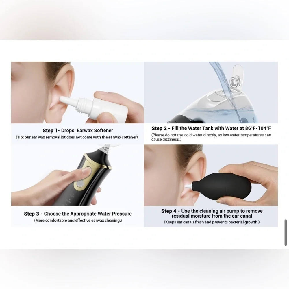 Electronic Ear Wax Removal System Safer＆More Effective Ear Irrigation, Black